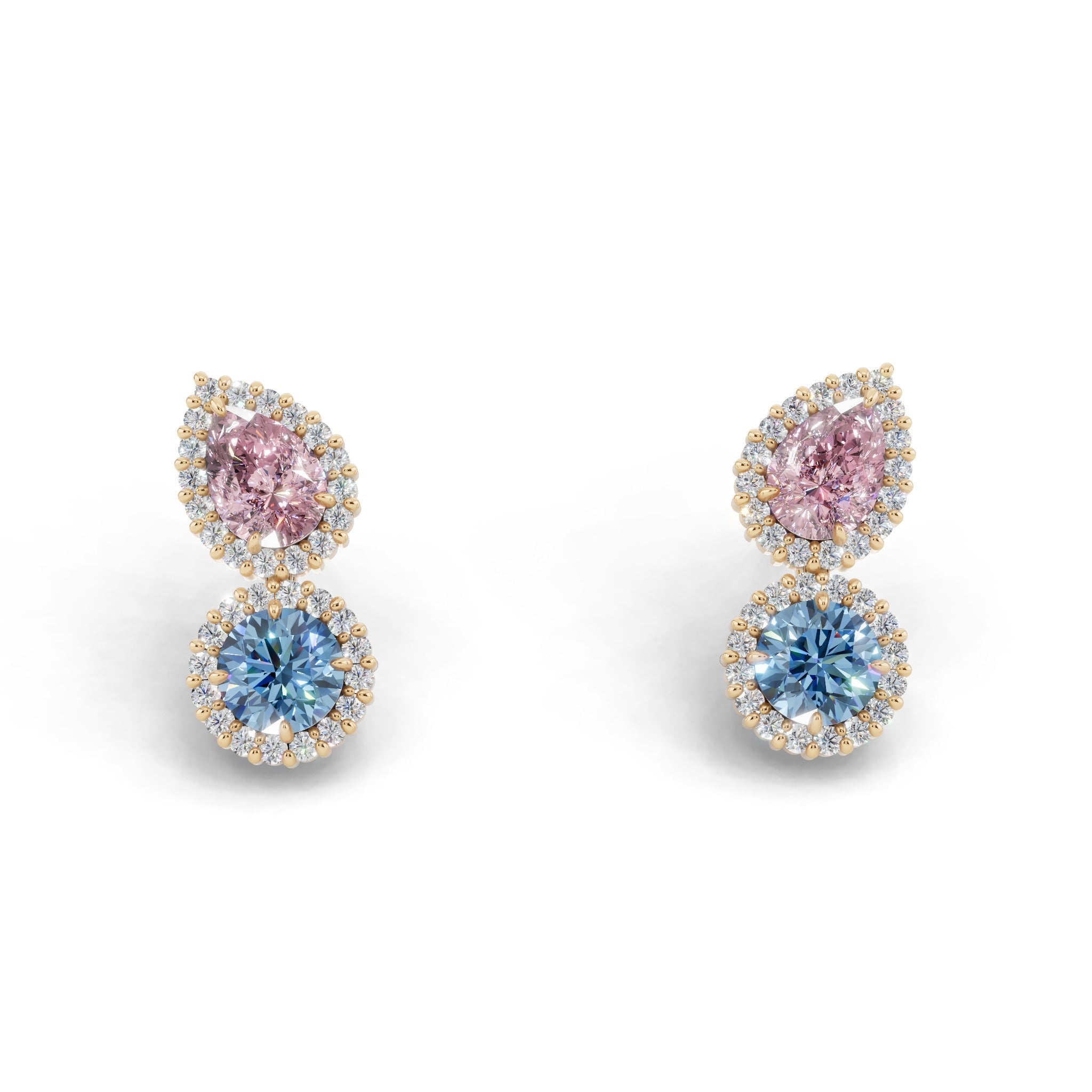 ヘイローデュオカラーダイヤモンドピアス｜1.46ct ラボグロウン
