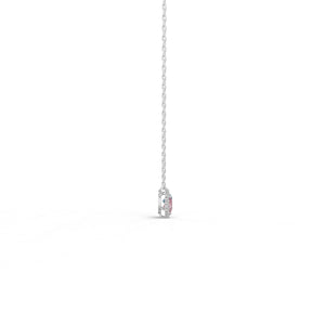 サイドから見たホワイトゴールド・プラチナカラーのヘイローデュオカラーダイヤモンドネックレス、シルバー・K10・K18対応 ラボグロウンダイヤモンド使用