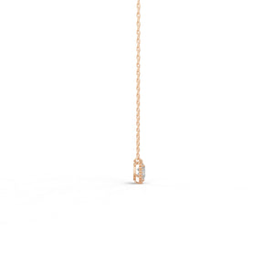 サイドから見たピンクゴールド・プラチナカラーのヘイローデュオダイヤモンドネックレス、シルバー・K10・K18対応 ラボグロウンダイヤモンド使用