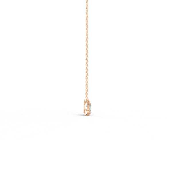 サイドから見たピンクゴールド・プラチナカラーのヘイローデュオダイヤモンドネックレス、シルバー・K10・K18対応 ラボグロウンダイヤモンド使用