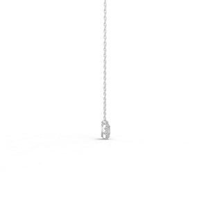 サイドから見たホワイトゴールド・プラチナカラーのヘイローデュオダイヤモンドネックレス、シルバー・K10・K18対応 ラボグロウンダイヤモンド使用