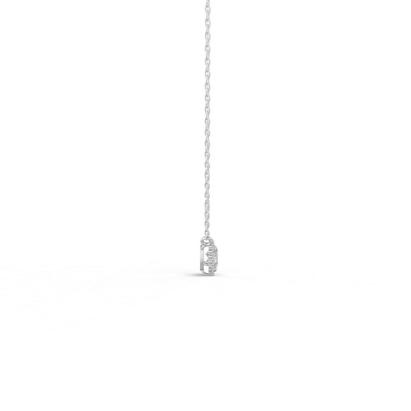 サイドから見たホワイトゴールド・プラチナカラーのヘイローデュオダイヤモンドネックレス、シルバー・K10・K18対応 ラボグロウンダイヤモンド使用