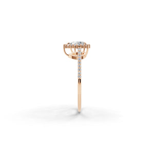 サイドから見たピンクゴールドカラーのヘイローデュオダイヤモンドリング、シルバー・K10・K18対応 ラボグロウンダイヤモンド使用