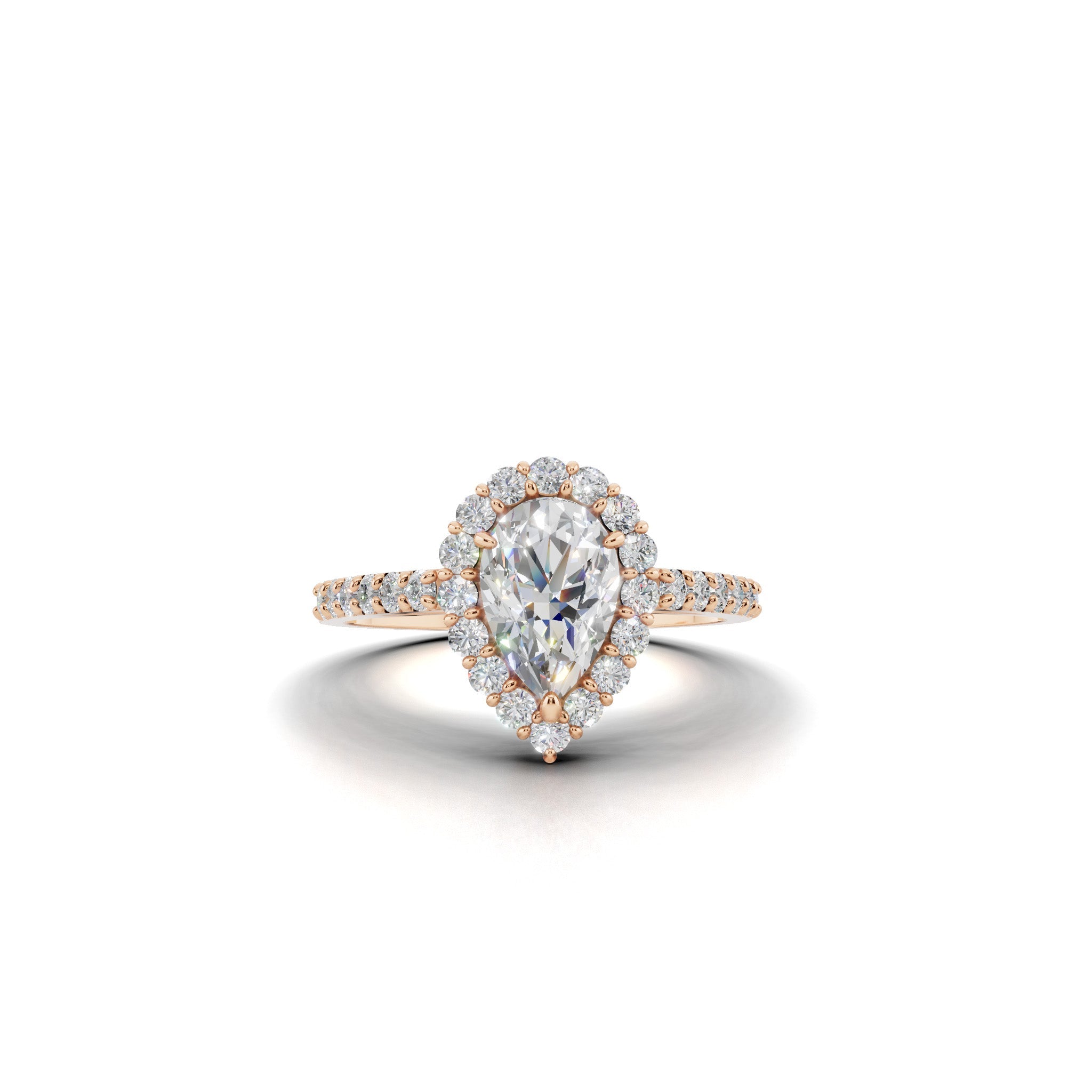 ペアシェイプ ヘイロー ダイヤモンド リング｜0.3ct〜1.0ct ラボ