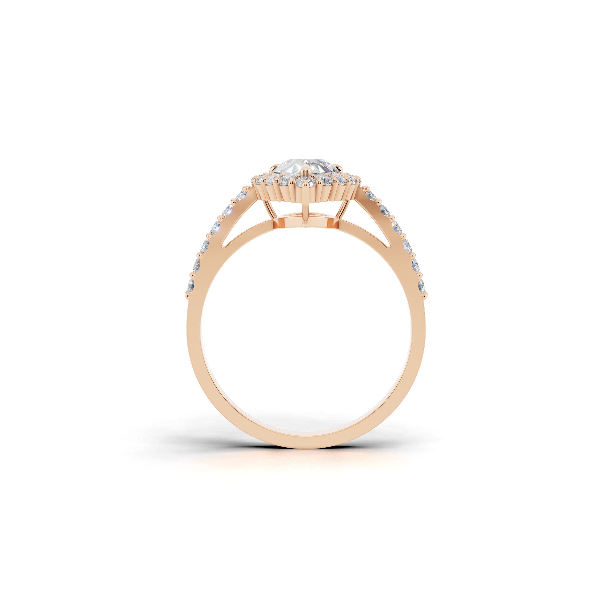 ペアシェイプ ヘイロー ダイヤモンド リング｜0.3ct〜1.0ct ラボ