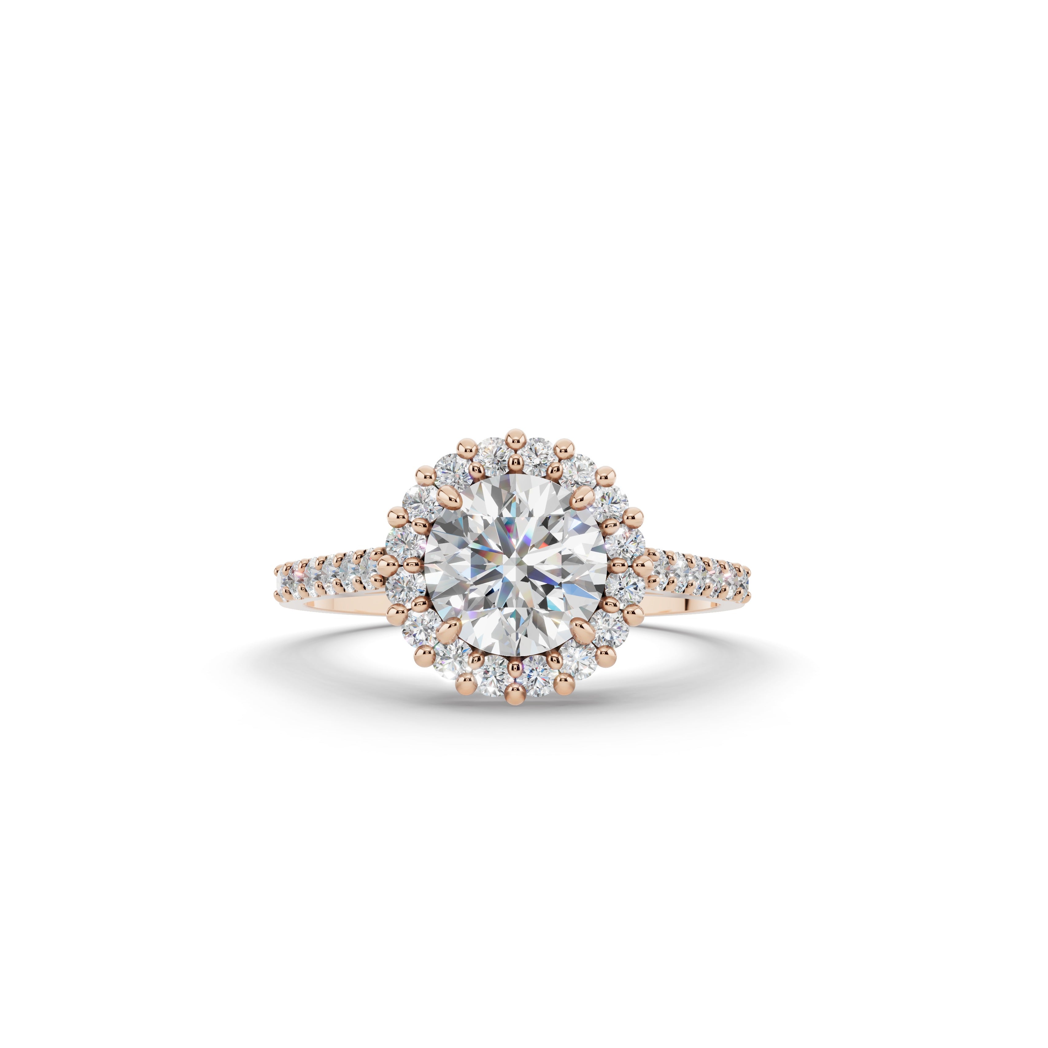 ラウンド ヘイロー ダイヤモンド リング｜0.3ct〜1.0ct ラボグロウン